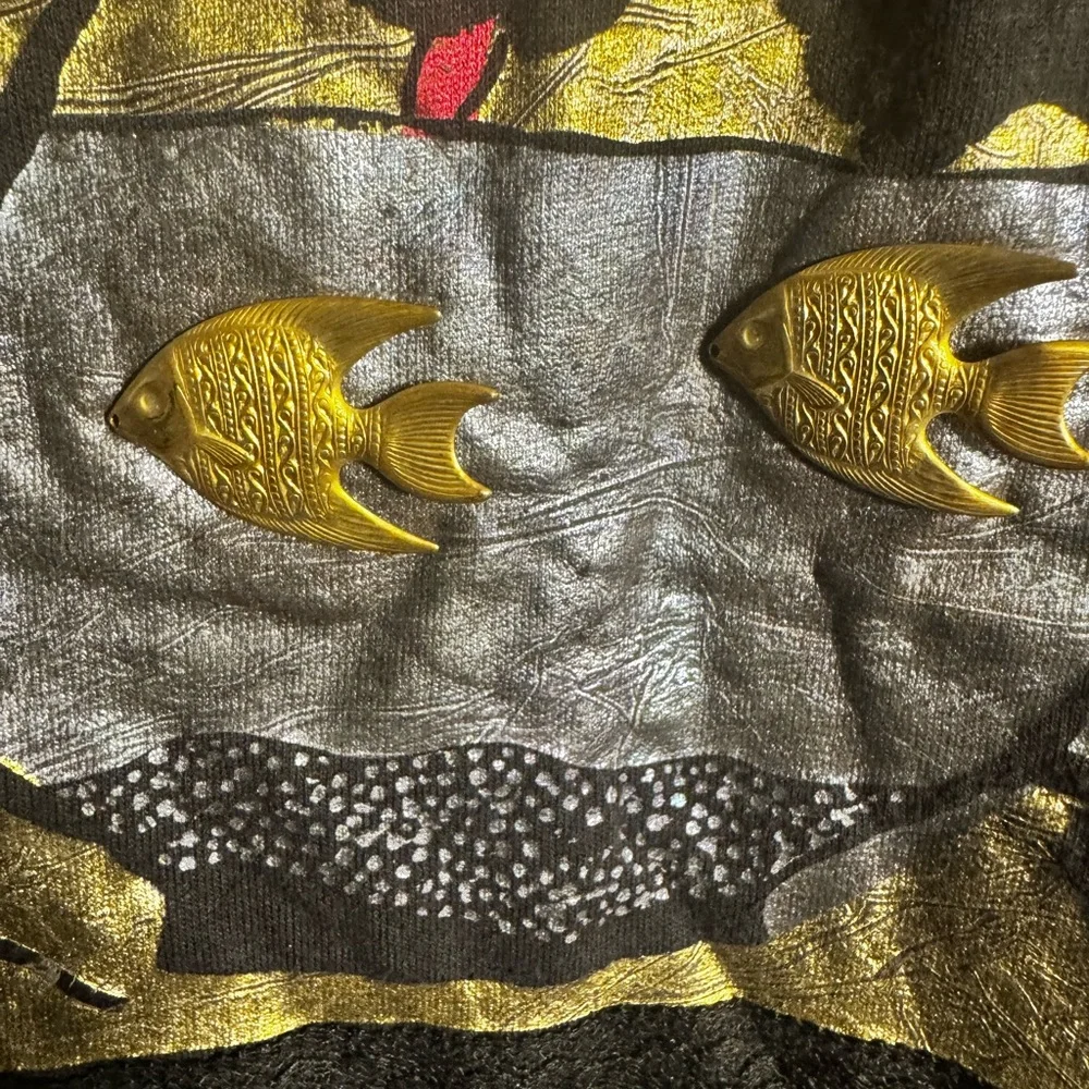 Scribbles Fantastic vintage 80's appliqué 3D oversized cat shirt! Size Large